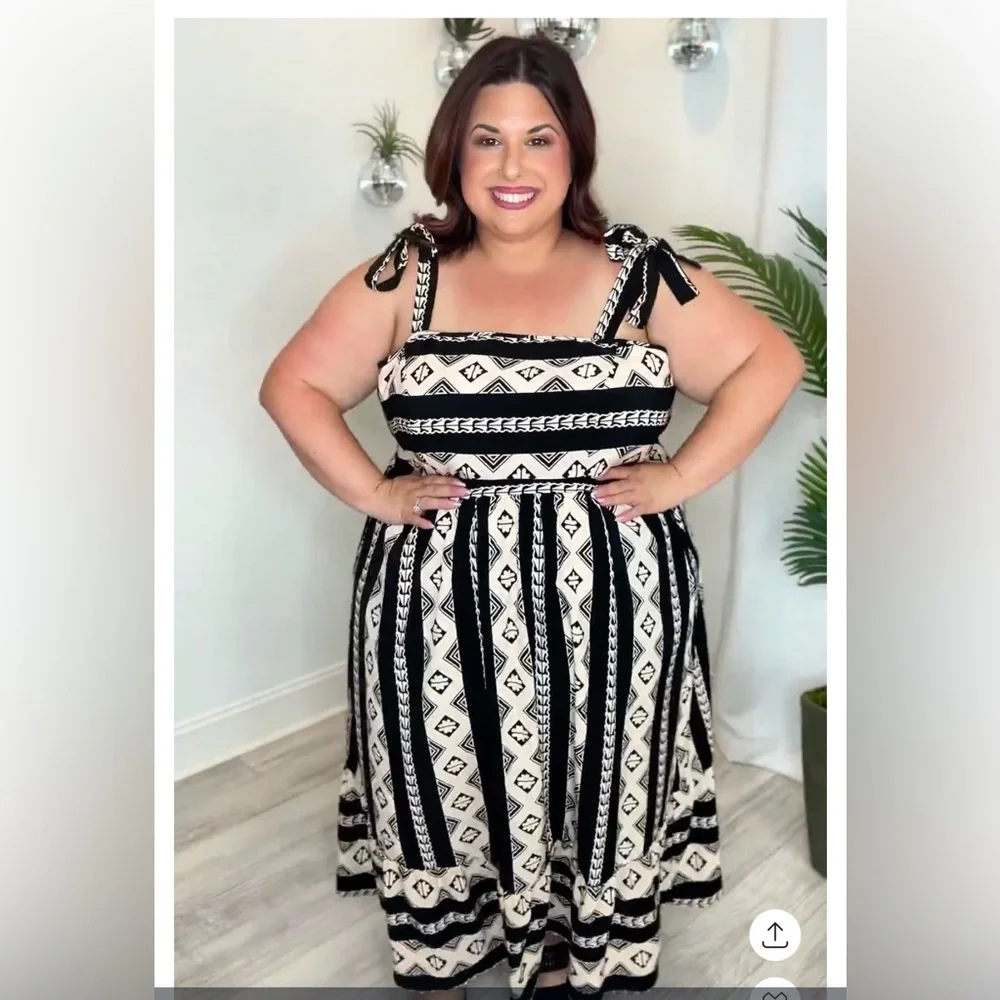 Plus Boho Stripes Midi Dress